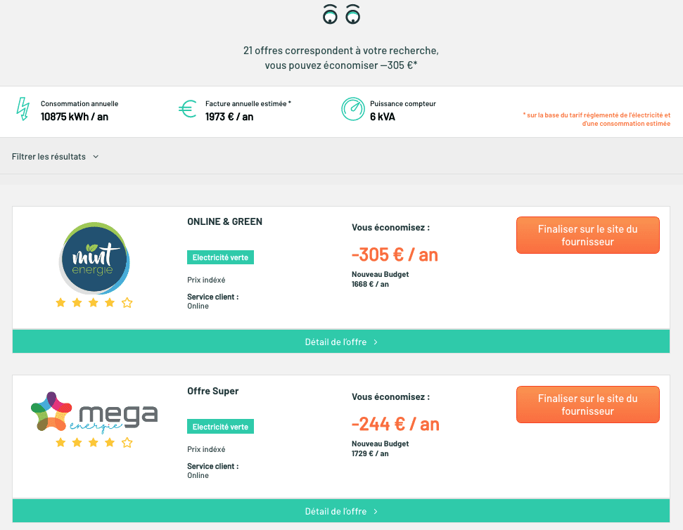 Comparateur de prix : toutes les offres d'électricité